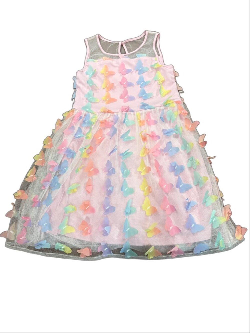 The Children's Place Girls Pastel 3D Butterfly Mesh Overlay Dress - Pink